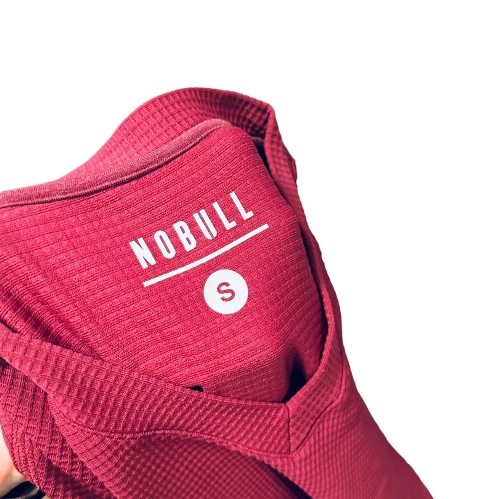 ✌️sold✌️Nobull V-Neck Long Sleeve Waffle Women's Sweatshirt Sz S In Red - Picture 3 of 9